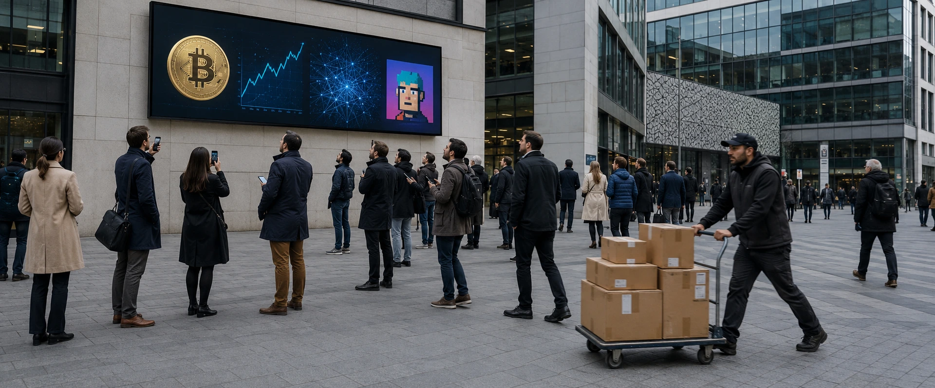 La foule regarde les business objet brillant